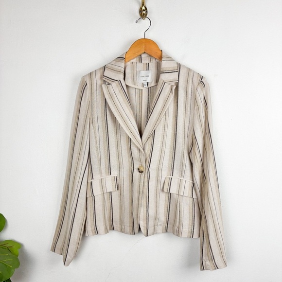 Love Tree Linen Blend Striped Blazer Jacket Sz M - Picture 1 of 8